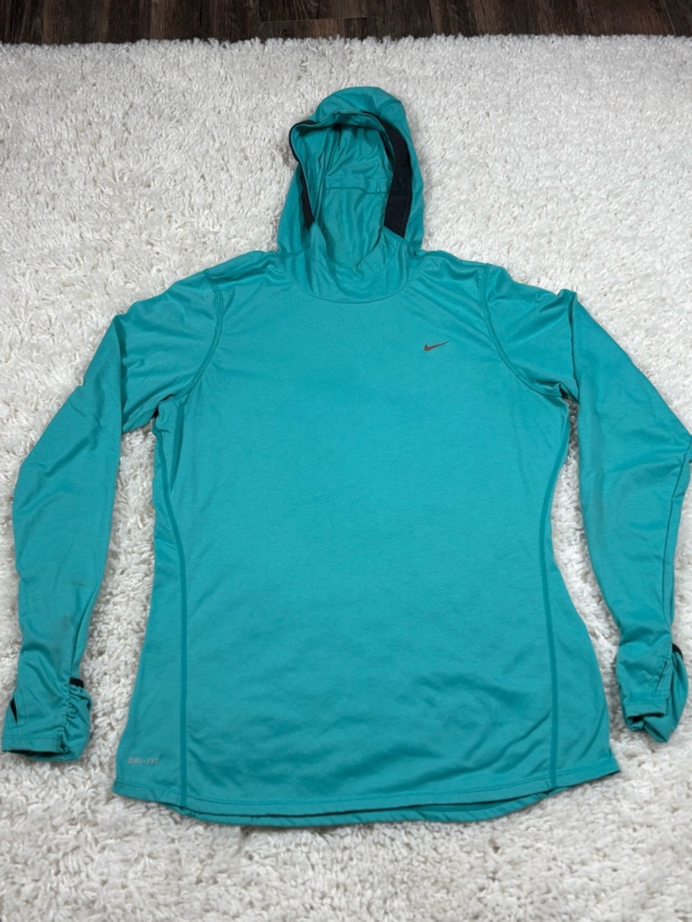 Nike Running Dri-FIT Hooded Long Sleeve Top Teal Women’s Large 520284-375
